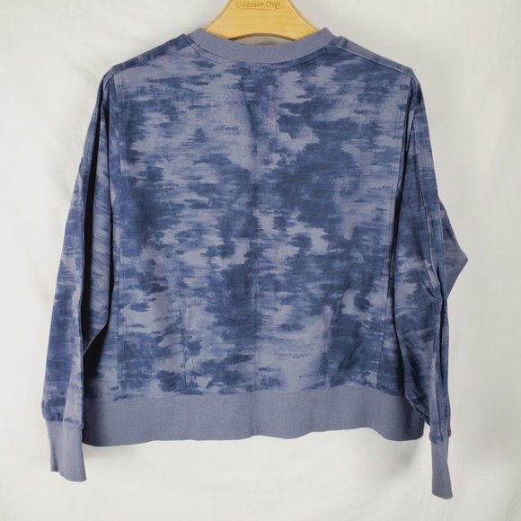Athleta Farallon Blue Camo Cropped Pullover Sweatshirt Plus Size 1X - Picture 3 of 3